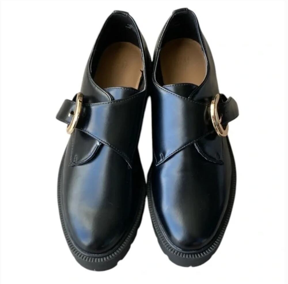 NWOT H&M Black Chunky Monkstrap Shoes Sz 7.5